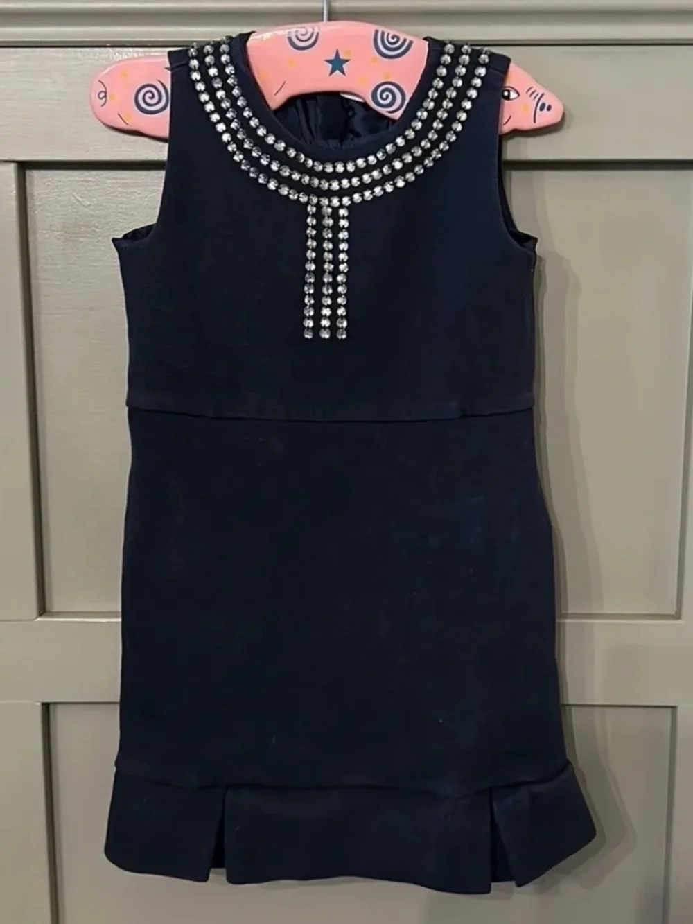 J. Crew Crewcuts Navy Ponte Knit Dress Rhinestone Jeweled Girls' Size 5